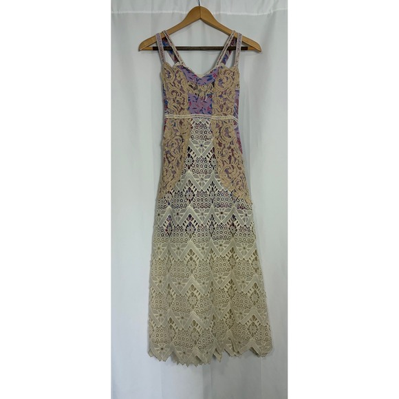 Free People Dresses & Skirts - Free People Boho Crochet Festival Lace Paisley Maxi Dress Purple Size 10 Event